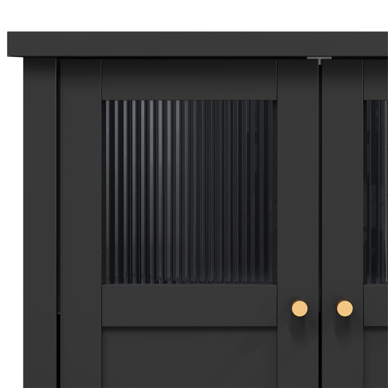 4-Door Storage Cabinet With Adjustable Shelves, Black