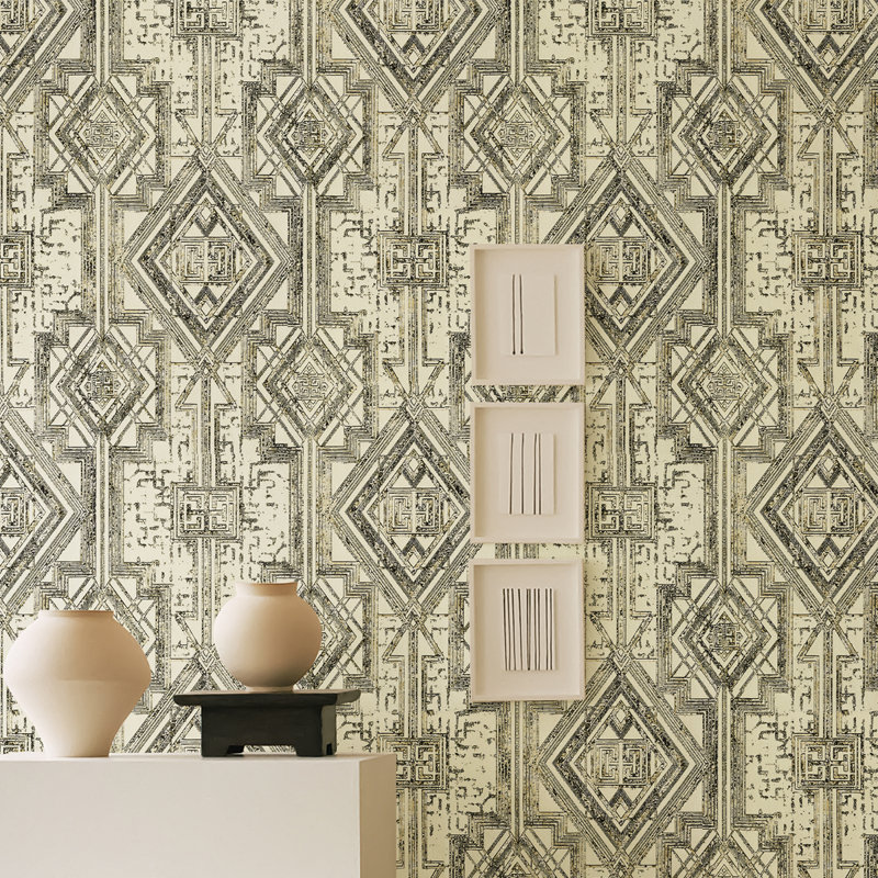Rouleau de papier peint de luxe Mid-Century, Blanc