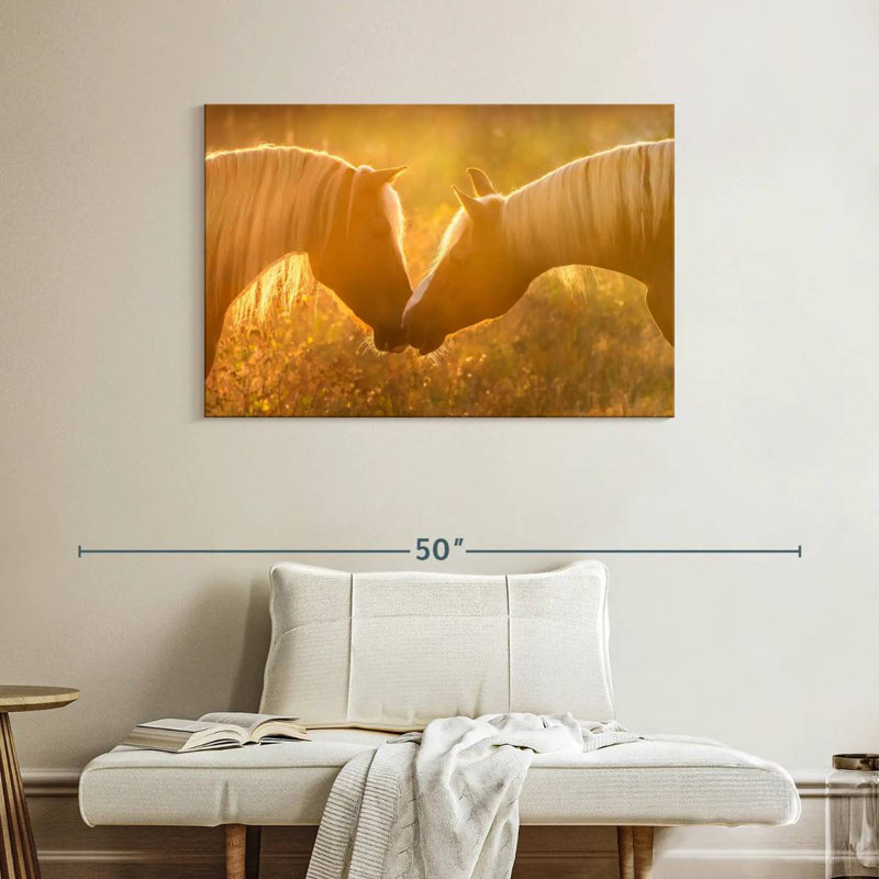 Hardie, coucher de soleil romantique, chevaux, H 26 po x l 39 po