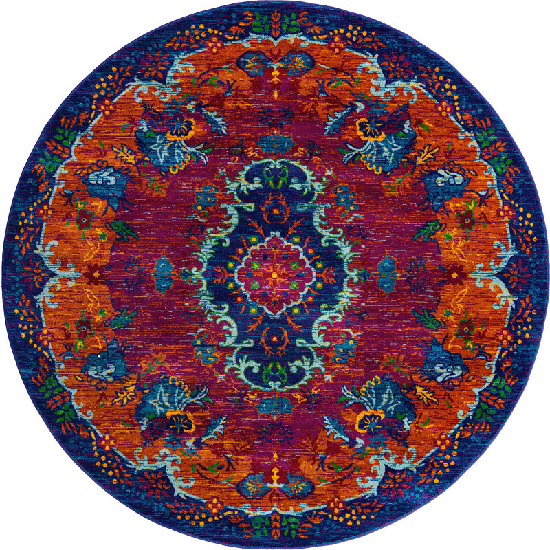 Floral Indoor Rug, Round 7'10"