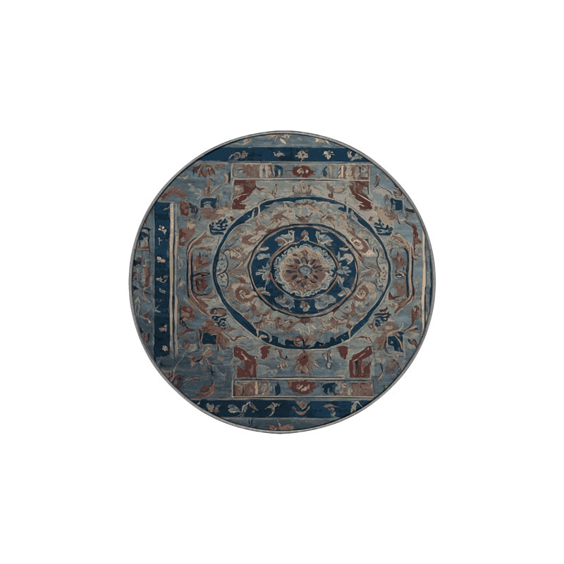 Tapis gris soyeux et moelleux, Rond 4 pi