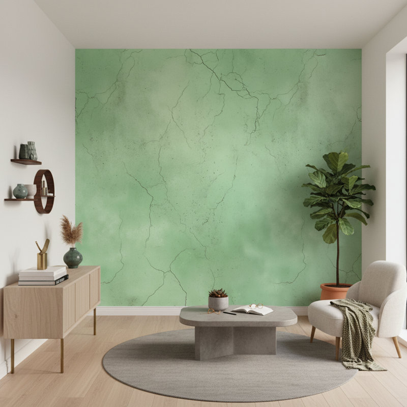 Papier peint texturé vert Cracked Marble