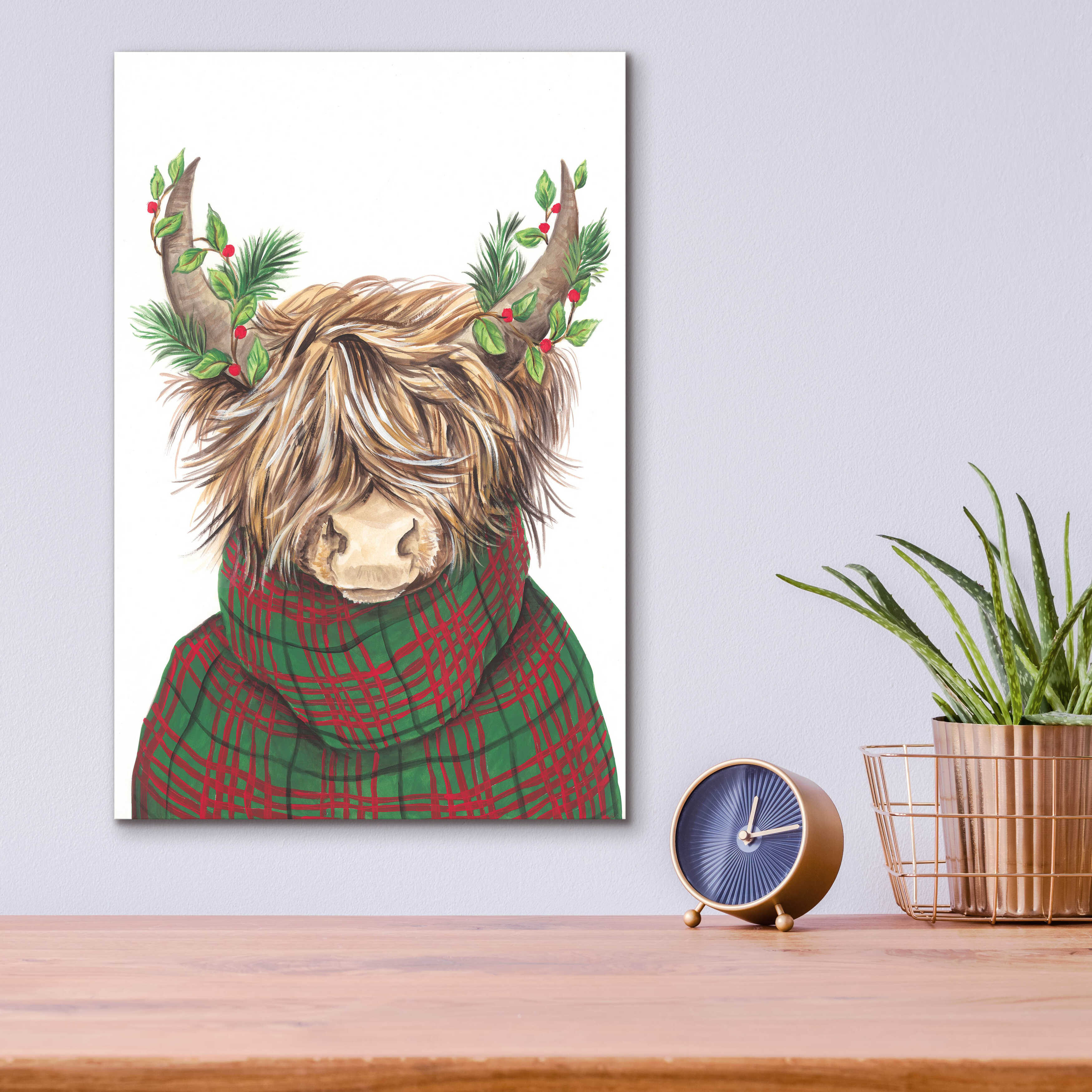 The Holiday Aisle® Christmas Highland Cow On Plastic / Acrylic by Diane ...