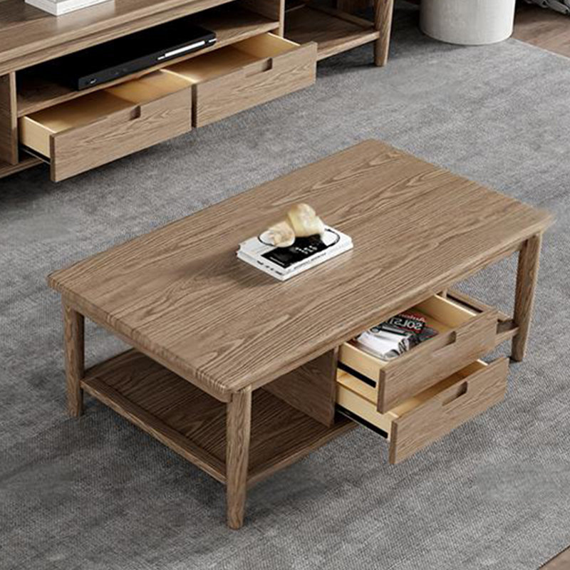Table basse en bois massif avec rangement