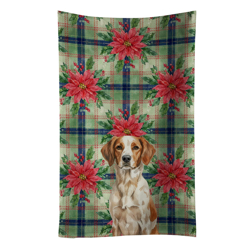 Roan Brittany Christmas PoinsettIas Kitchen Towel, White/Brown Roan Brittany