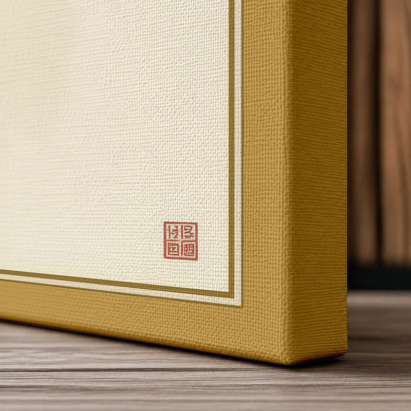 Bamboo in Ink Japandi - Wrapped Canvas, Ochre Border, 30x20 - 76.2 x 50.8 cm