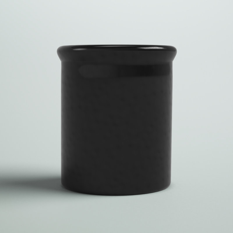 Pot à ustensiles en céramique émaillée, Noir