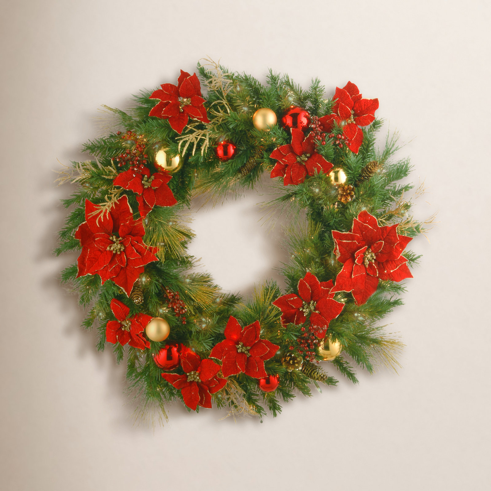 National Tree Company 36in. Decorative Collection Home Spun Wreath with Clear Lights