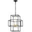 Plafonnier industriel noir mat et doré - 4 lanternes, luminaire suspendu à hauteur réglable pour la chambre à coucher, lanterne de bureau, luminaire de luxe, couloir, salle de conférence