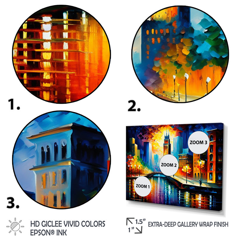 «Colorful Chicago Downtown», art mural sur toile Cityscapes, H 30 po x l 40 po x P 1,5 po, Toile tendue
