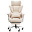 Grand fauteuil de bureau inclinable kaki / brun avec repose-pieds, capacité de 400 lb, cuir PU robuste avec support lombaire et roulettes silencieuses