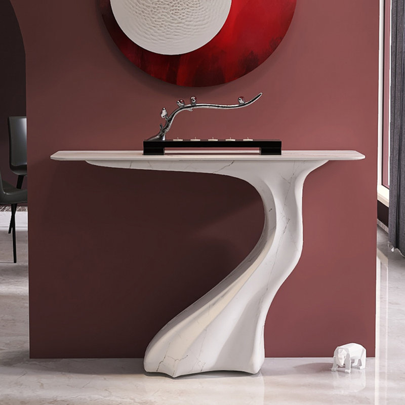 Console moderne en pierre frittée simple., Blanc
