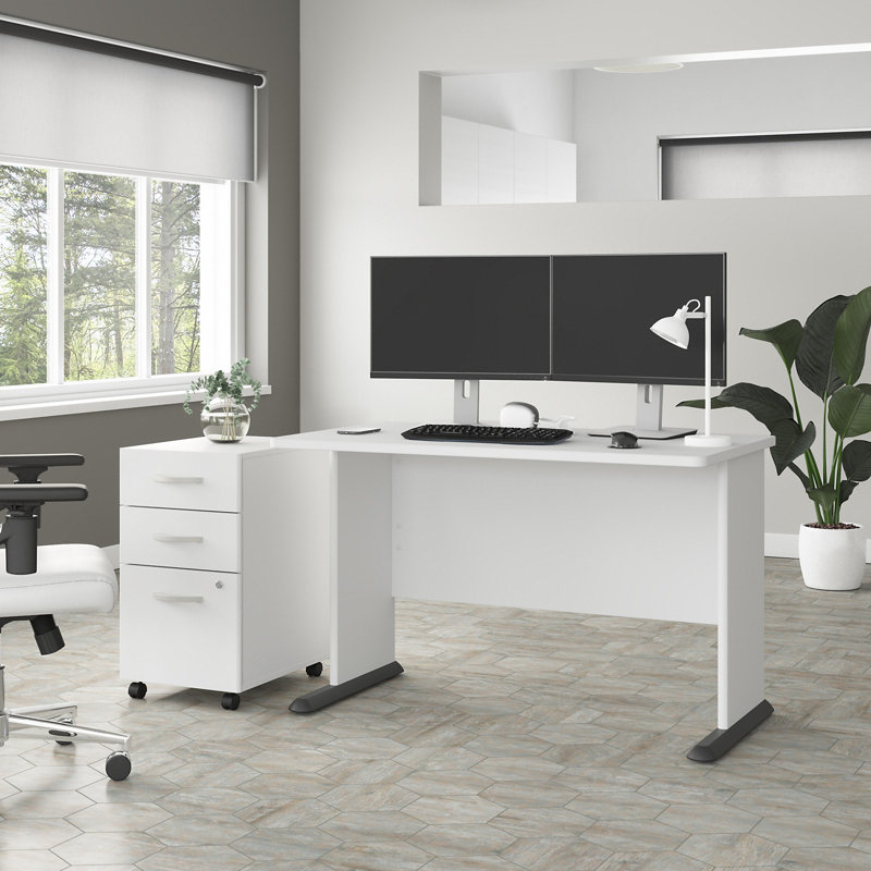 Ensemble de bureau d'ordinateur Studio A, Blanc et blanc