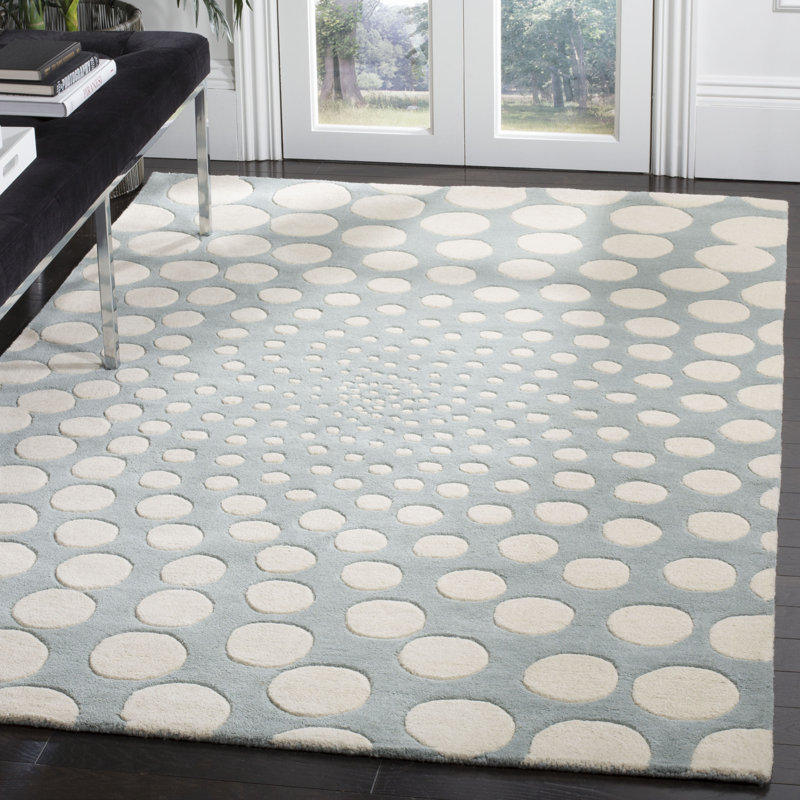 Candelo Soho Hand Tufted Wool And Viscose Polka Dots Rug, Rectangle 7'6" x 9'6"