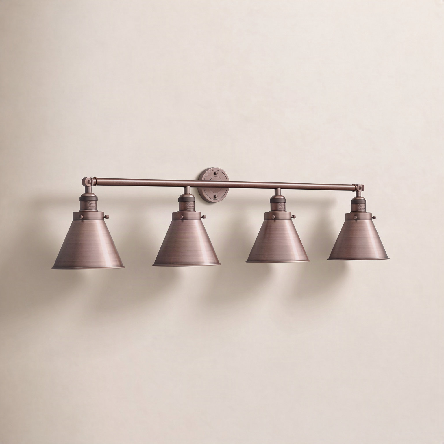 Rouvin 4 Light Dimmable Vanity Light, Antique Copper