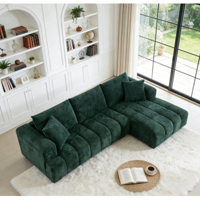Solid Wood Modern L-Shaped Sofa, ( Not Compressed Sofa )