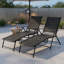 Ensemble de 2 chaises longues pliables pour patio avec dossier inclinable à 6 positions - noir, café et gris - structure en métal robuste, tissu à séchage rapide - utilisation près de la piscine, de la cour et du balcon