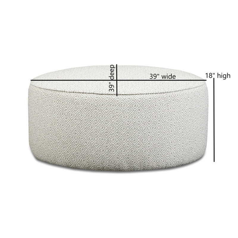 Cheerio Connie Tan Cocktail Ottoman, Zeta Clay Revolution Performance Fabrics