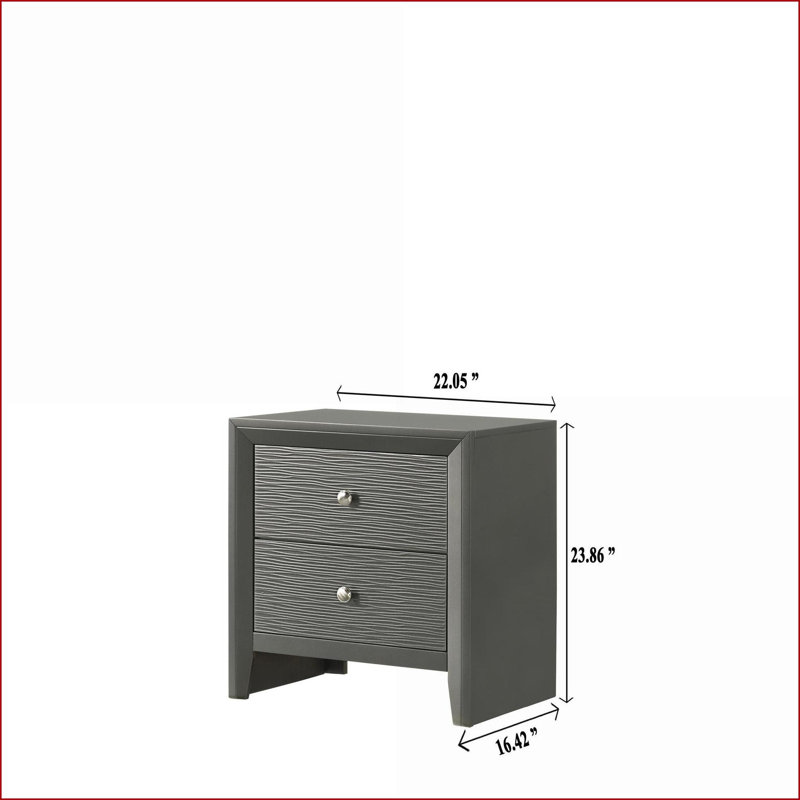 Table de chevet moderne à 2 tiroirs gris bronze
