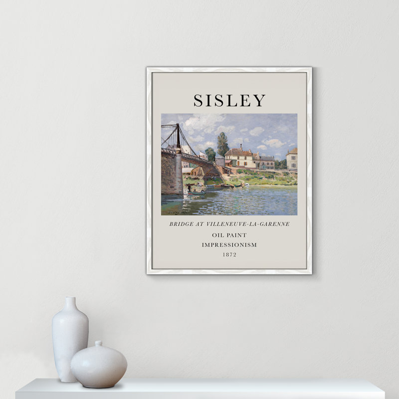 Collection «Old Bridge» à «Old Bridge» par Alfred Sisley, Cadre photo blanc, Non, H 25,5 po x l 21,5 po x P 0,75 po
