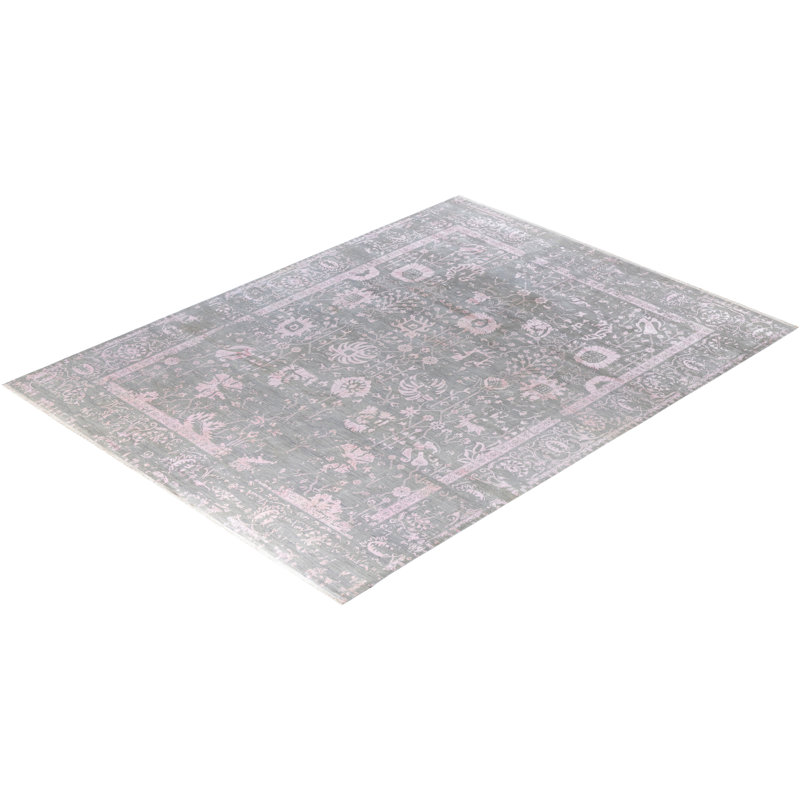 Tapis noué à la main unique en son genre Brazier - gris, 9 pi 1 po x 12 pi 1 po