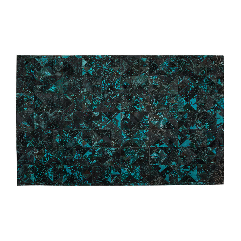 Darion Geometric Cowhide Hand Woven Area Rug, Rectangle 140 x 200cm