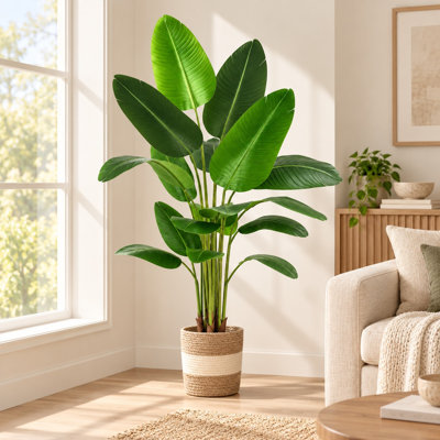 Artificial Bird of Paradise Tree with Woven Planter