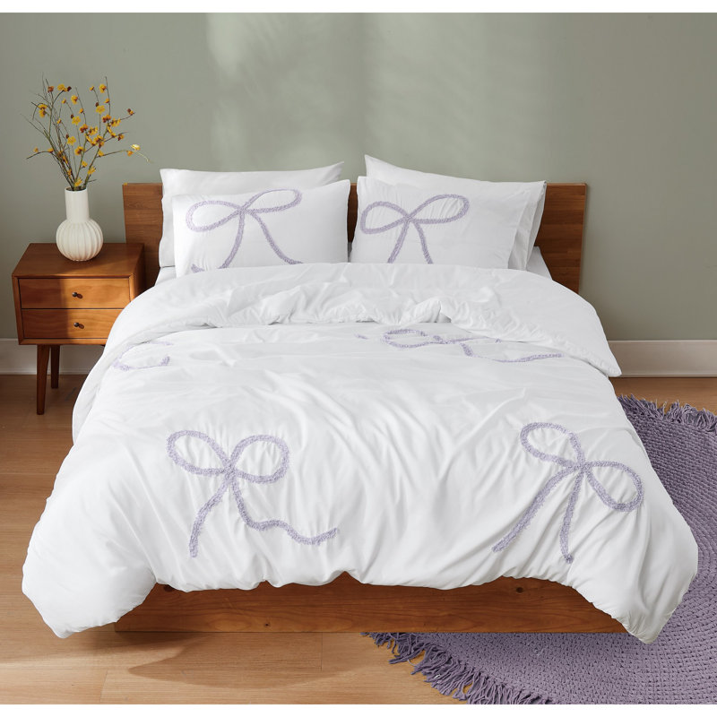 Ensemble d'édredon à nœuds texturés Vraiment doux, Lavender Geometric, Twin Comforter + 1 Standard Sham