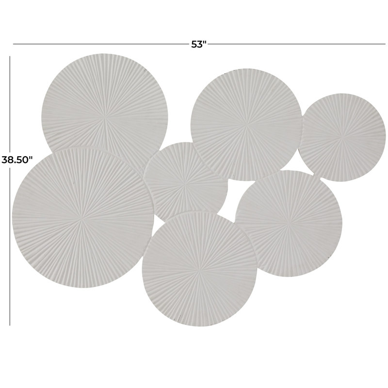 Wood Carved Pinwheel Plate Wall Decor, White