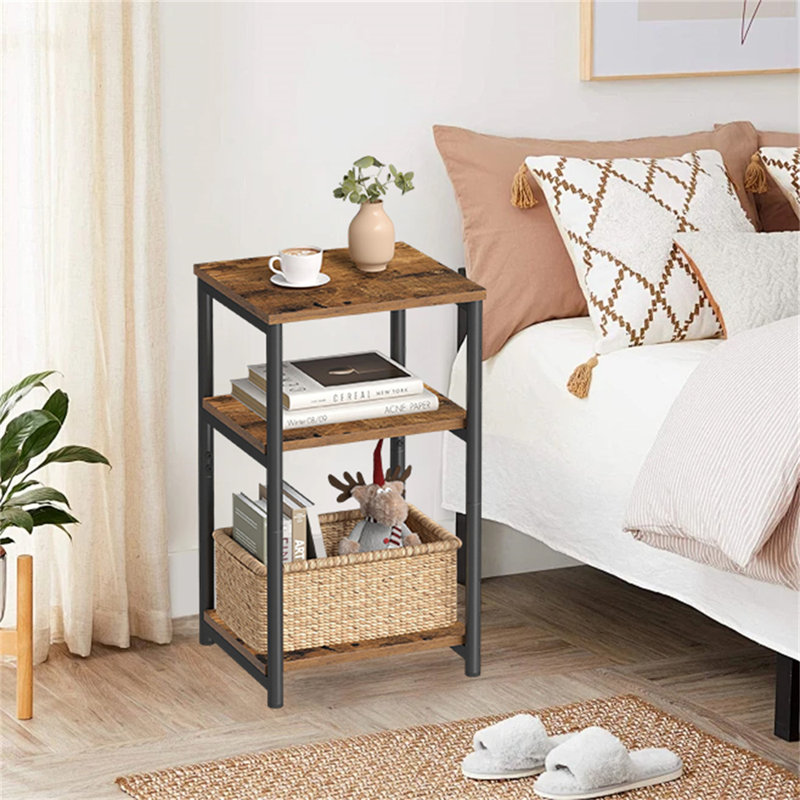 Table de chevet industrielle chic - polyvalente, Brun rustique / noir classique