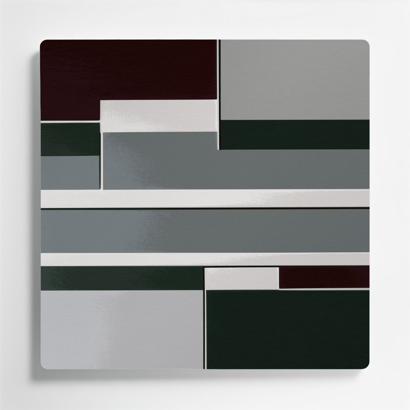 Hard Edge 96 Gray Metal Wall Art, 8" H x 8" W