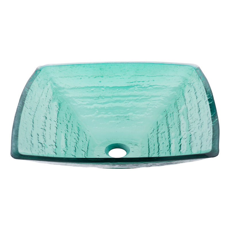 Lavabo de salle de bain vasque carré en verre givré, vert