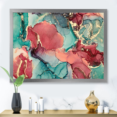 Bleu et mauve luxueux abstrait fluide X - peinture sur toile