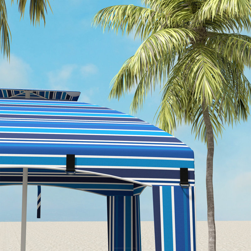 Parasol de plage portatif Outsunny 5,8 pi x 5,8 pi, Bleu / Noir