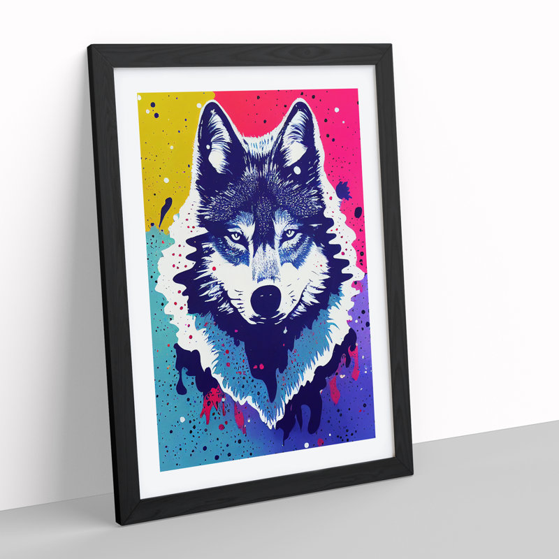XV1022-5253X Wolf Dripping Paint No.4 - Single Picture Frame Print, Black Framed, 46cm H x 34cm W
