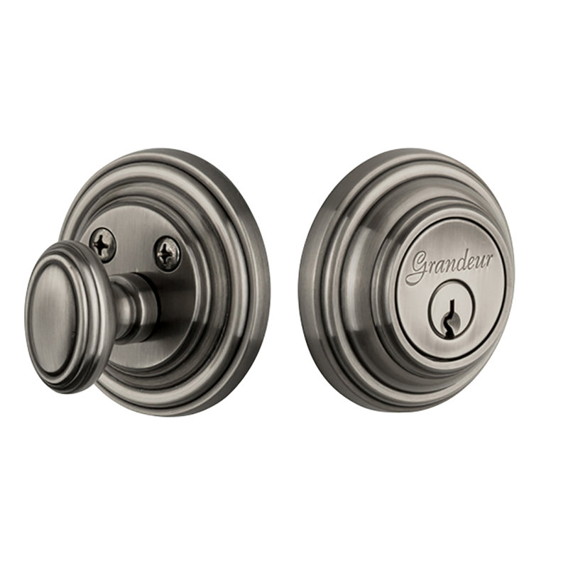 Georgetown Single Cylinder Deadbolt, Antique Pewter, 2.75"