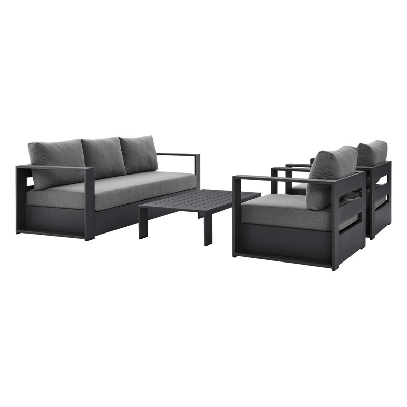Tahoe Charcoal Gray Aluminum 4-Piece Outdoor Patio Set