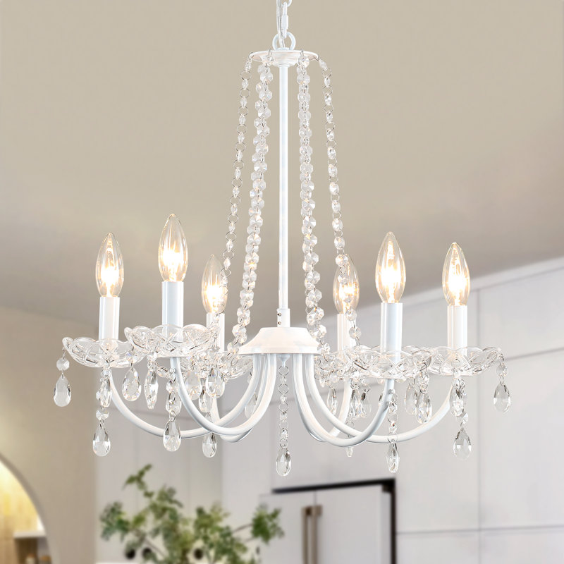 Elinka 6 - Light 19.7" Wide Vintage Small Candle Style Classic Chandelier with Glass Crystal Accents for Foyer Entryway Living Room
