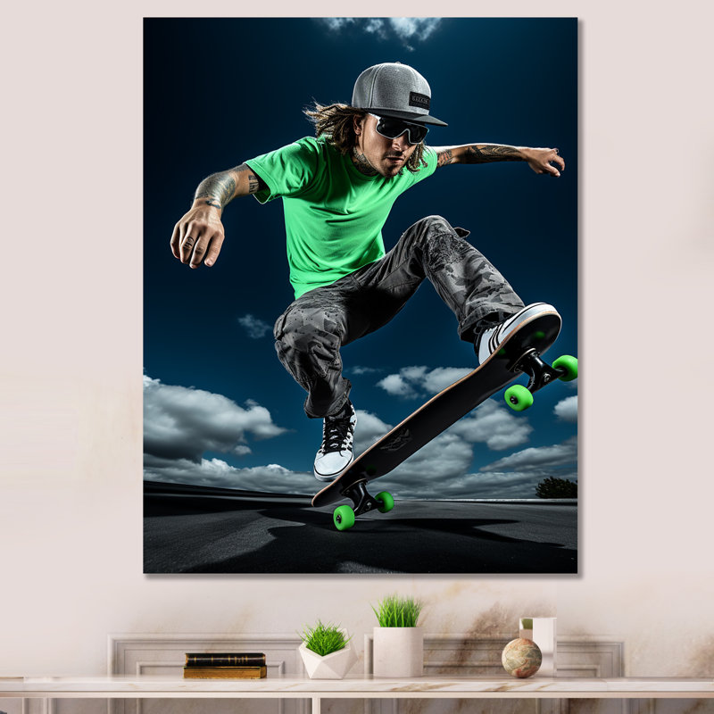 Skateboard Thrills - Sports, reproduction d'art mural, Toile tendue, H 40 po x l 30 po x P 1,5 po
