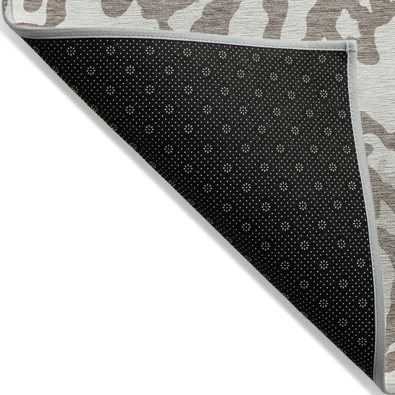 3' X 5' Taupe Brown And Ivory Animal Print Washable Indoor Outdoor Area Rug