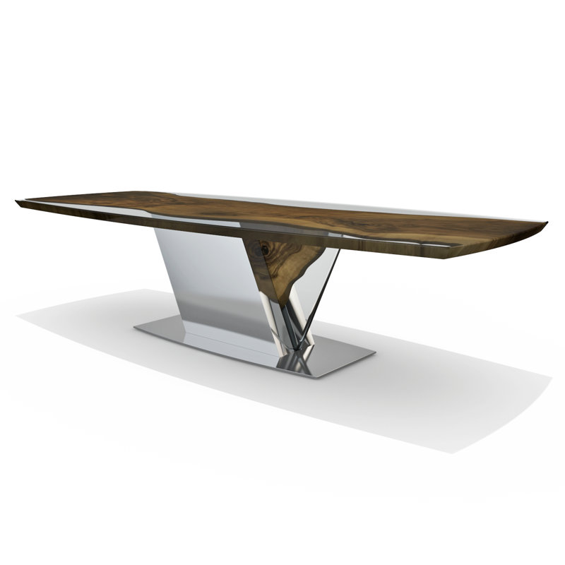 Evandros Walnut Wood Dining Table, 42" W x 72"L