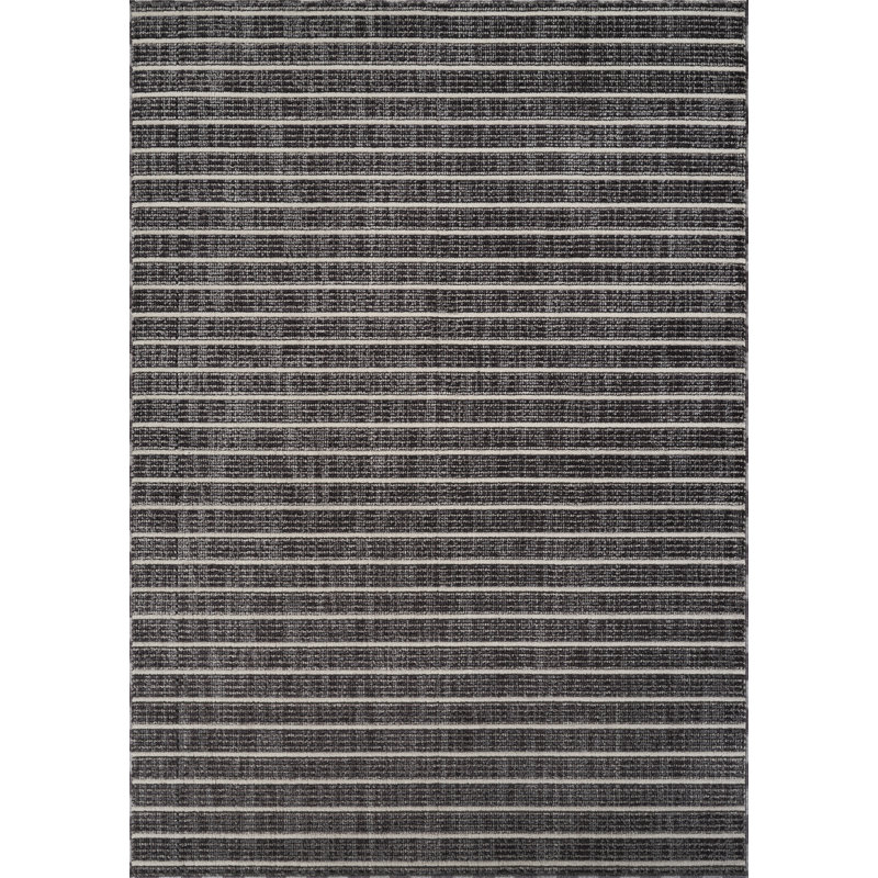 Tapis rayé noir ivoire Abani Rugs BUR120A Delastre, Rectangle 7 pi 9 po x 10 pi 2 po
