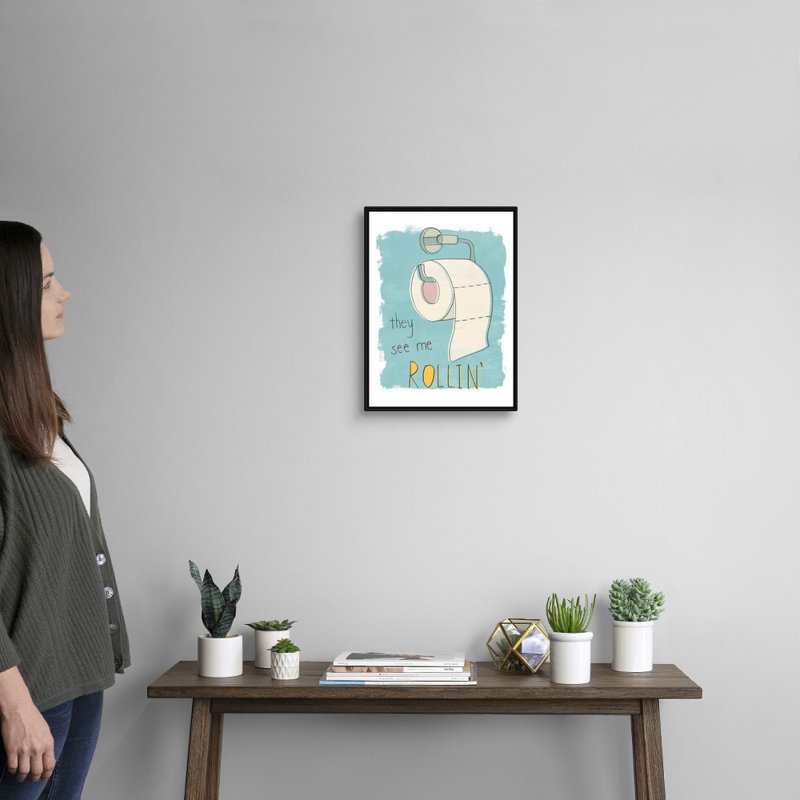 «Potty Pun I», reproduction d'impression sur toile, Cadre flottant noir, H 17,7 po x l 13,7 po x P 1,75 po