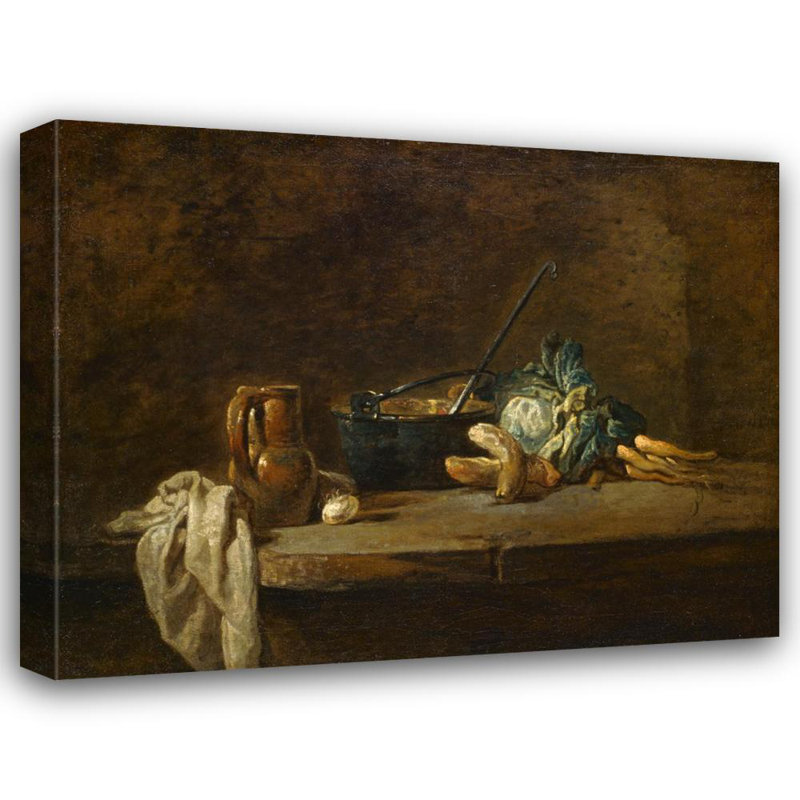 "Légumes pour la soupe" par Jean Siméon Chardin - Art mural sur toile tendue avec châssis, H 24 po x l 17 po