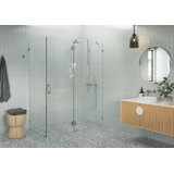 Halo 60 in. x 33 in. x 78 in. 90-degree Fully Frameless Glass Hinged Shower Enclosure
