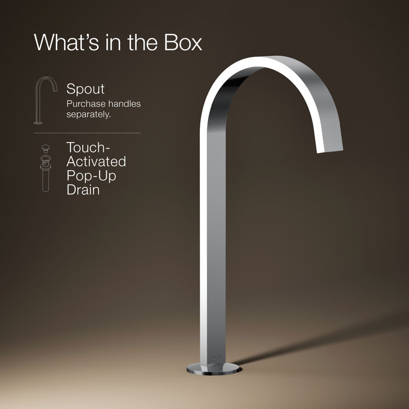 Components Bathroom Sink Spout With Ribbon Design, Polished Chrome