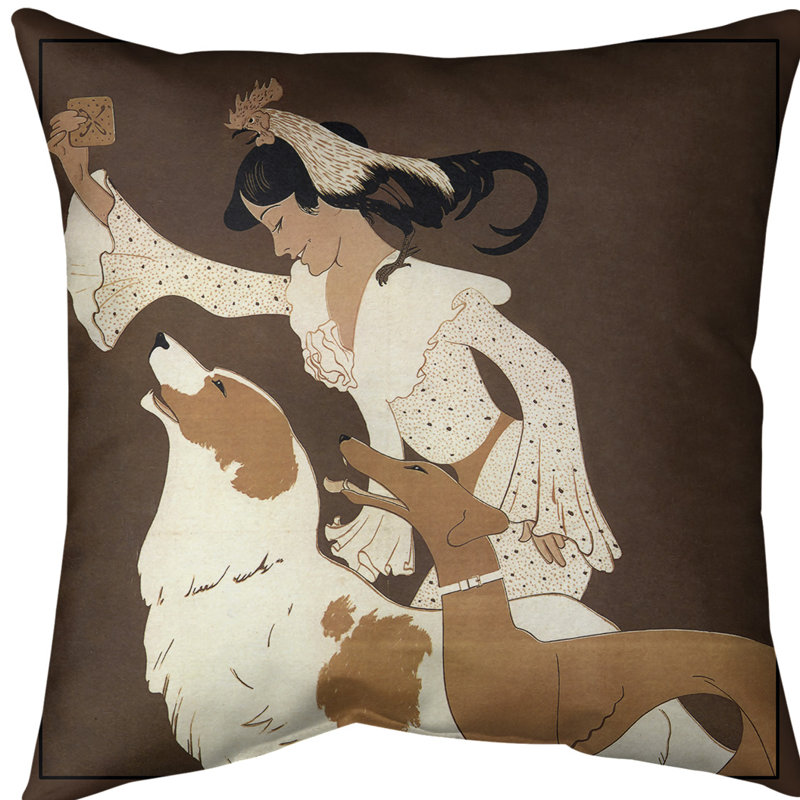 Coussin décoratif pour affiche dog biscuits, 16 po x 1 po, Brun, Sergé de coton