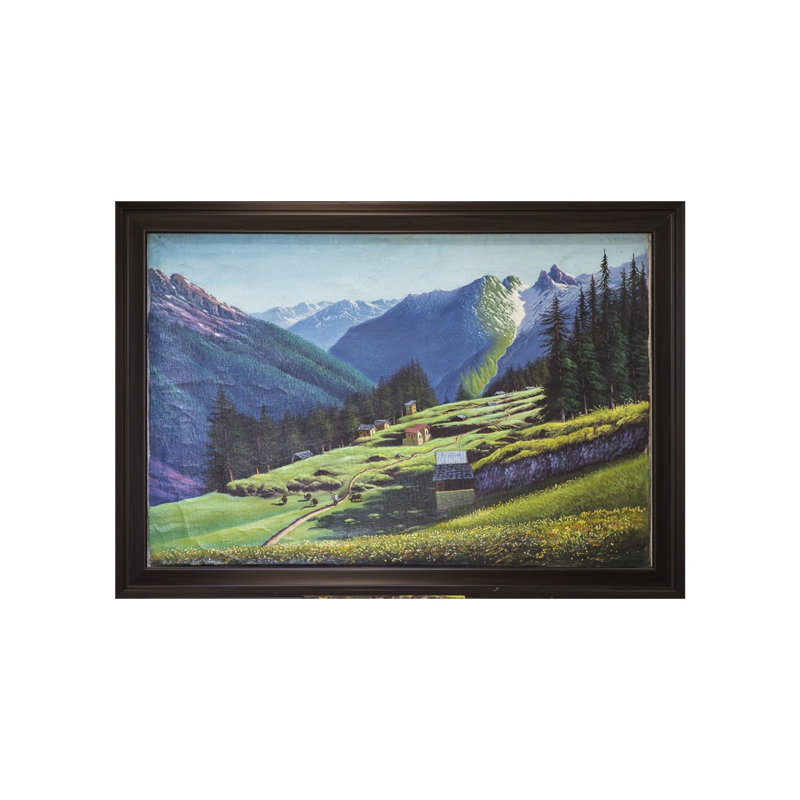 A Pahadi Shepherd Village | Oil On Canvas | By Dinesh Attry | With Frame