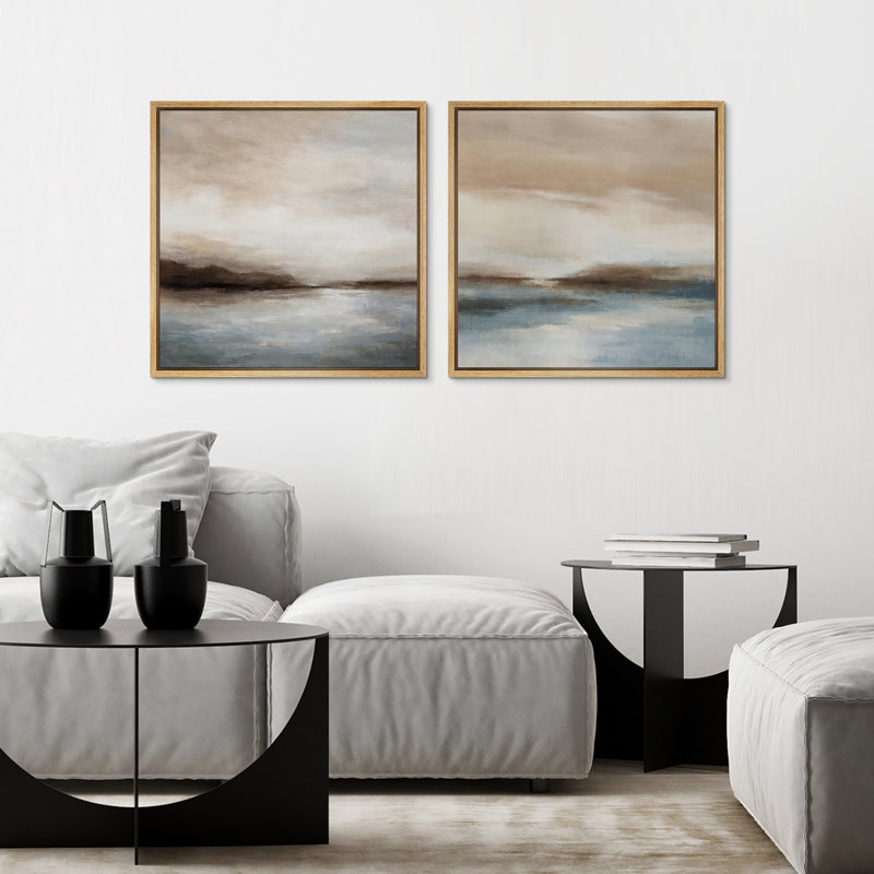 Art mural encadré abstrait rétro antique classique pour chambre à coucher, Naturel, H 16 po x l 32 po