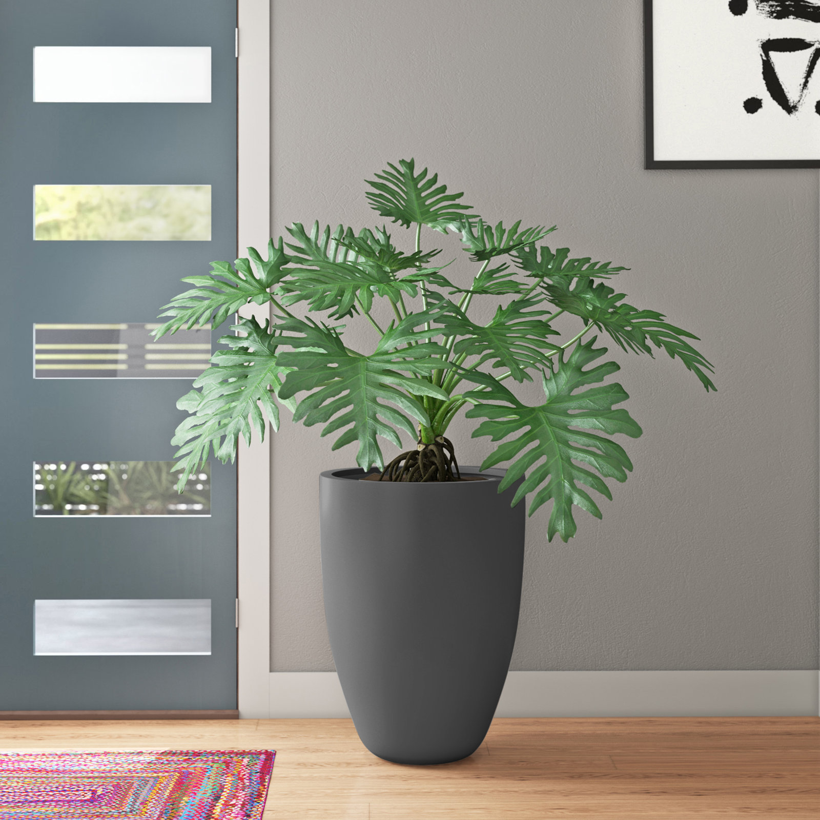 Elbe Pot Planter, 28" H x 20.5" W x 20.5" D, Gray